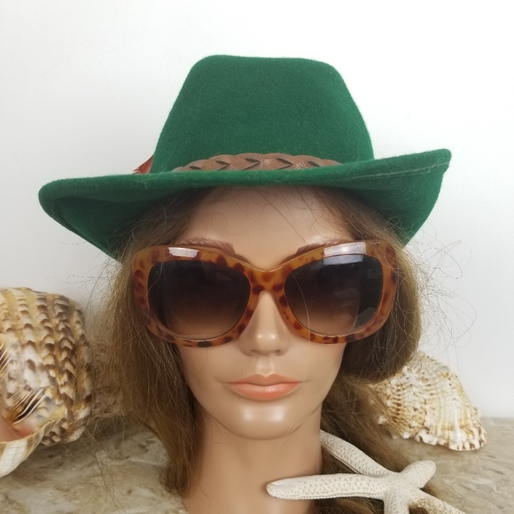 TALLY HO Vintage Wool Fedora Hat Hunter Green Octoberfest - Picture 8 of 12